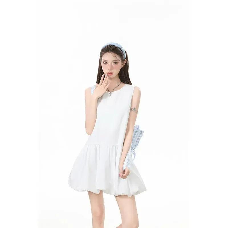 Lazy Plain Puffed Hem Dress-korean-fashion-Dress-Lazy's Closet-OH Garments