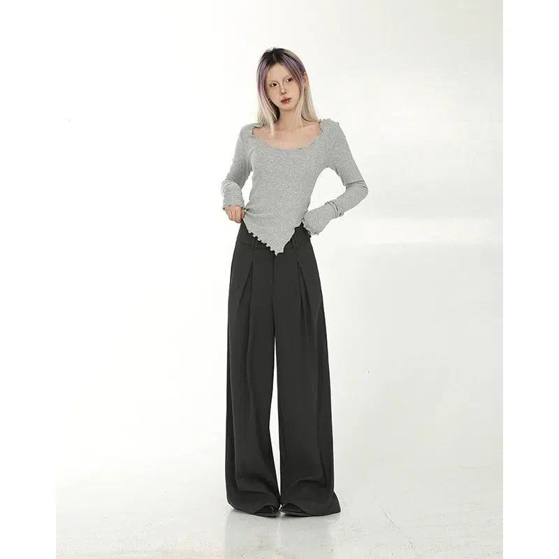 Lazy Pleated Baggy Wide Pants-korean-fashion-Pants-Lazy's Closet-OH Garments
