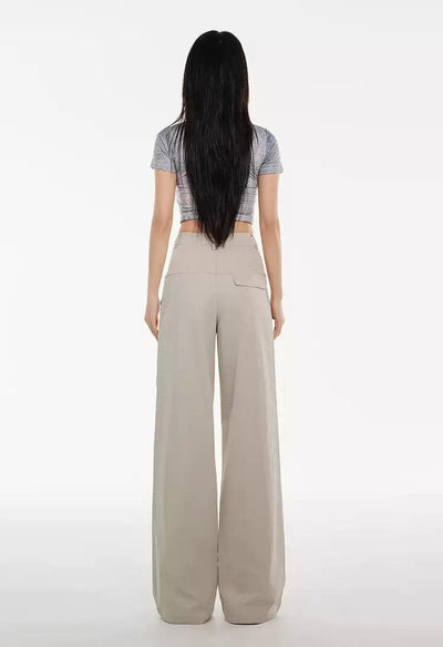 Lazy Pleated High Waisted Cargo Pants-korean-fashion-Pants-Lazy's Closet-OH Garments
