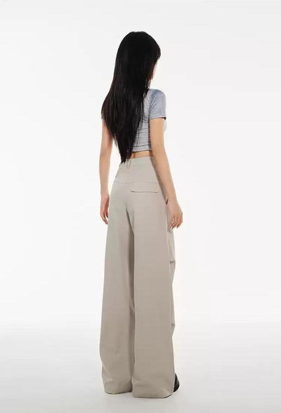 Lazy Pleated High Waisted Cargo Pants-korean-fashion-Pants-Lazy's Closet-OH Garments