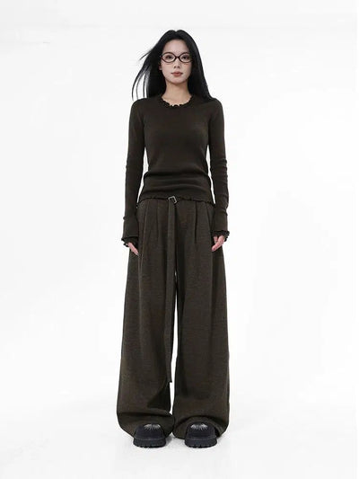 Lazy Pleated Wide Leg Pants-korean-fashion-Pants-Lazy's Closet-OH Garments