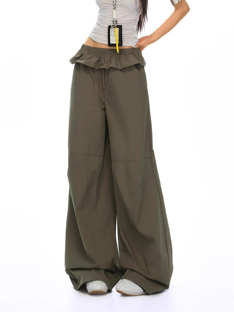 Lazy Ruffled Waist Wide Leg Pants-korean-fashion-Pants-Lazy's Closet-OH Garments