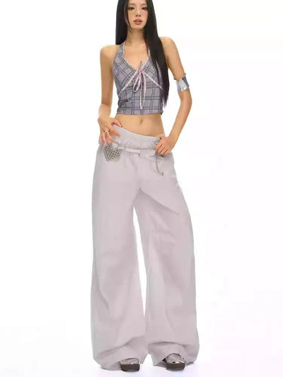 Lazy Ruffled Waist Wide Leg Pants-korean-fashion-Pants-Lazy's Closet-OH Garments