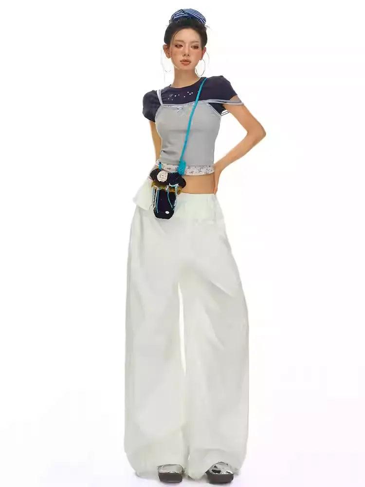 Lazy Ruffled Waist Wide Leg Pants-korean-fashion-Pants-Lazy's Closet-OH Garments