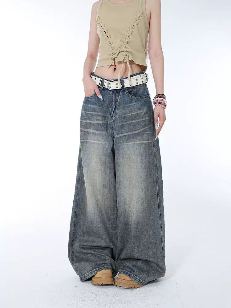 Lazy Sand Wash Whiskered Jeans-korean-fashion-Jeans-Lazy's Closet-OH Garments