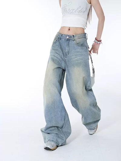 Lazy Sand Washed Wide Jeans-korean-fashion-Jeans-Lazy's Closet-OH Garments