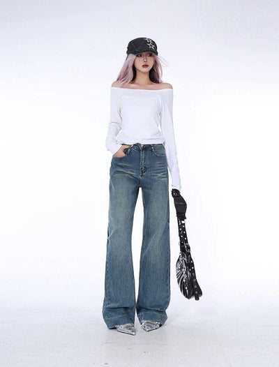 Lazy Scratch & Bleach Jeans-korean-fashion-Jeans-Lazy's Closet-OH Garments