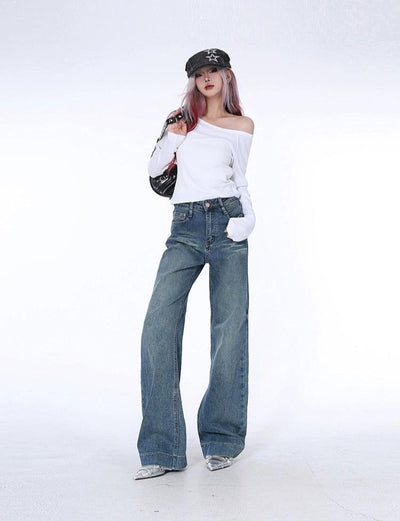 Lazy Scratch & Bleach Jeans-korean-fashion-Jeans-Lazy's Closet-OH Garments