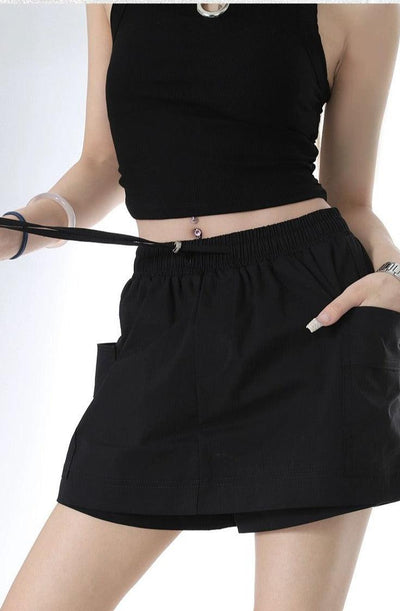 Lazy Side Pockets Short Skirt-korean-fashion-Skirt-Lazy's Closet-OH Garments