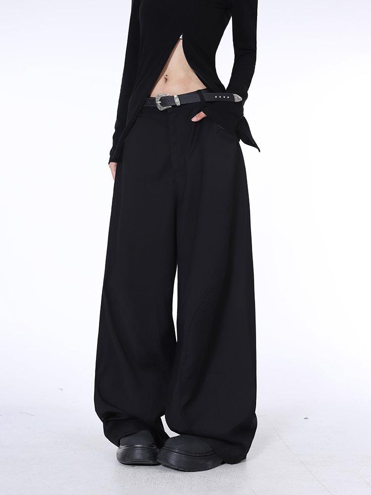 Lazy Sleek Curved Seam Wide Pants-korean-fashion-Pants-Lazy's Closet-OH Garments