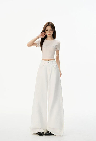 Lazy Sleek High Waist Wide Jeans-korean-fashion-Jeans-Lazy's Closet-OH Garments