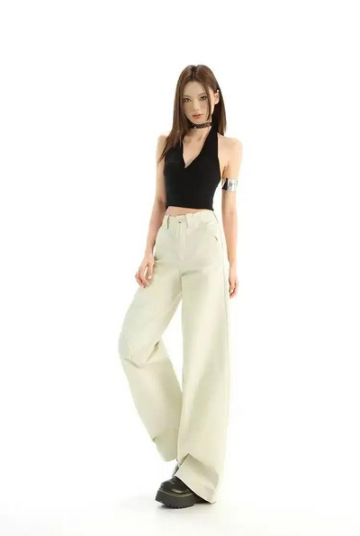 Lazy Slim Drape High Waisted Jeans-korean-fashion-Jeans-Lazy's Closet-OH Garments