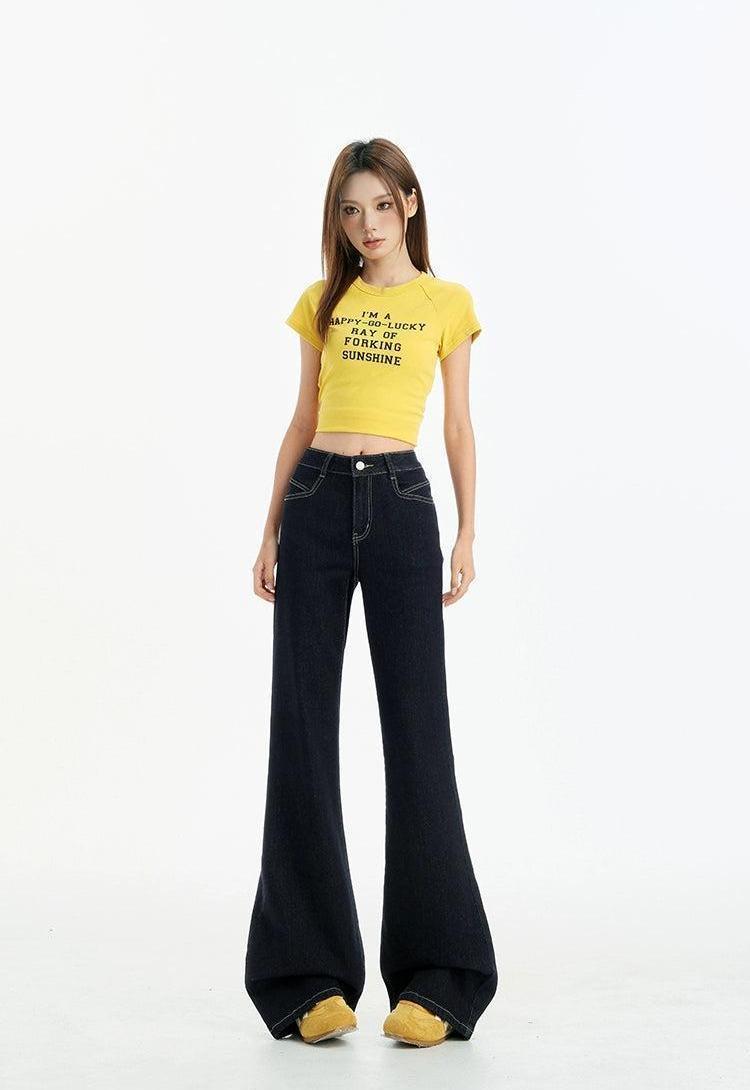 Lazy Slim Fit Flared Jeans-korean-fashion-Jeans-Lazy's Closet-OH Garments