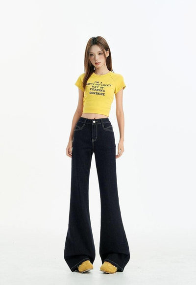 Lazy Slim Fit Flared Jeans-korean-fashion-Jeans-Lazy's Closet-OH Garments