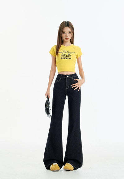 Lazy Slim Fit Flared Jeans-korean-fashion-Jeans-Lazy's Closet-OH Garments