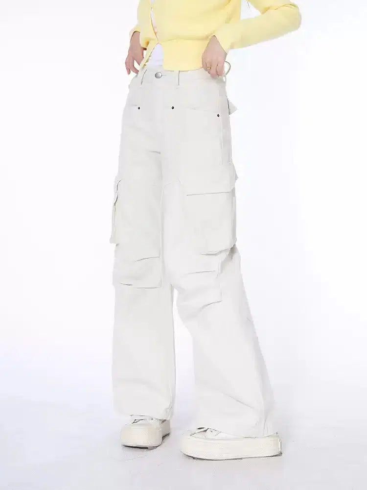 Lazy Solid Pleats Pocket Cargo Pants-korean-fashion-Pants-Lazy's Closet-OH Garments