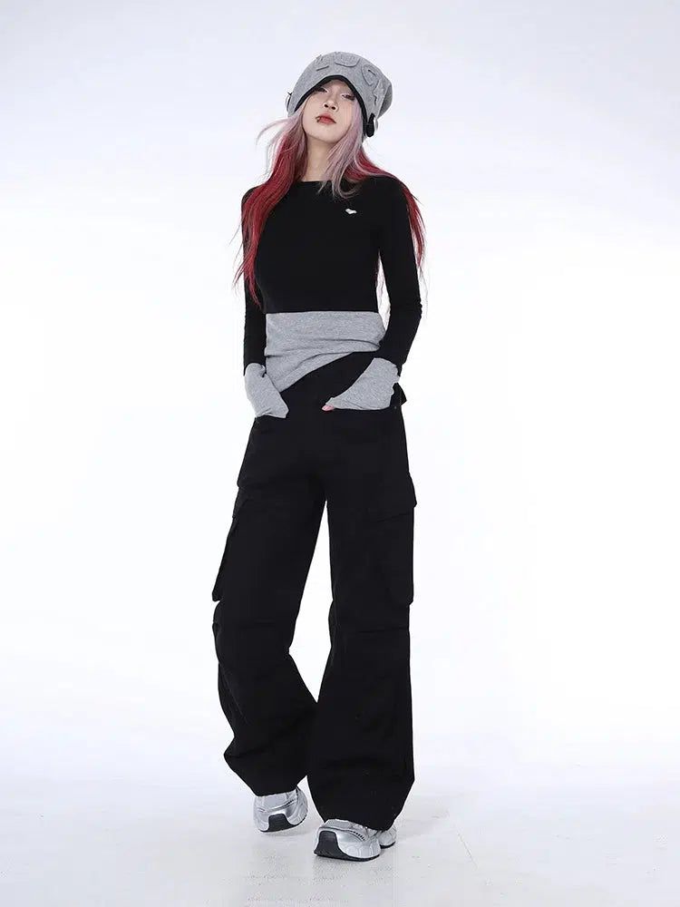 Lazy Solid Pleats Pocket Cargo Pants-korean-fashion-Pants-Lazy's Closet-OH Garments