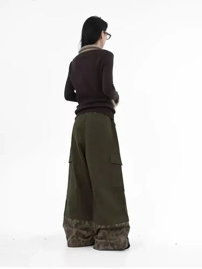 Lazy Spliced Animal Print Cargo Pants-korean-fashion-Pants-Lazy's Closet-OH Garments