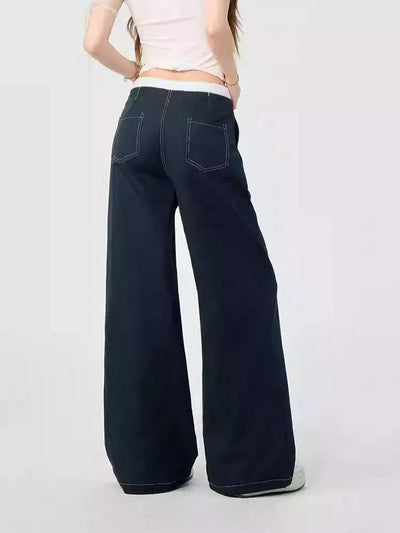 Lazy Stitched Lace Waist Wide Pants-korean-fashion-Pants-Lazy's Closet-OH Garments