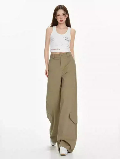 Lazy Structured Boot Cut Cargo Pants-korean-fashion-Pants-Lazy's Closet-OH Garments