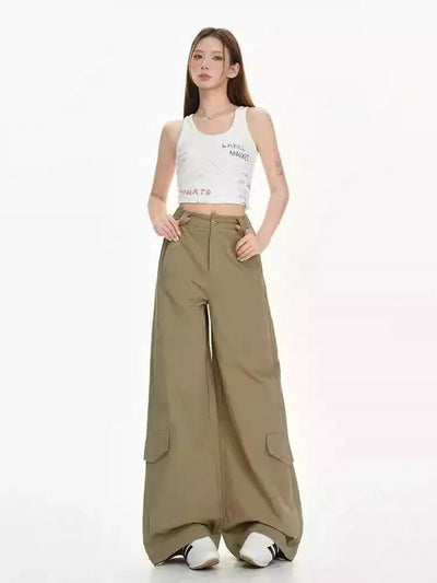 Lazy Structured Boot Cut Cargo Pants-korean-fashion-Pants-Lazy's Closet-OH Garments