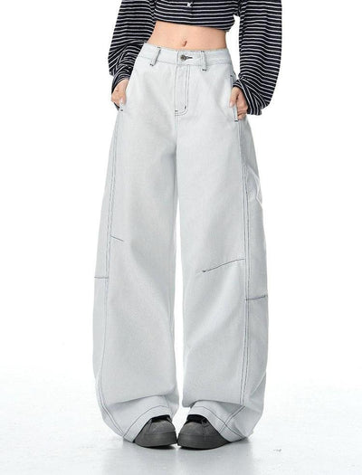 Lazy Structured Contrast Back Pockets Jeans-korean-fashion-Jeans-Lazy's Closet-OH Garments