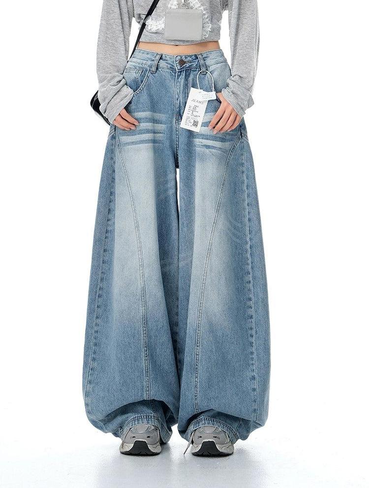 Lazy Structured Faded Loose Fit Jeans-korean-fashion-Jeans-Lazy's Closet-OH Garments