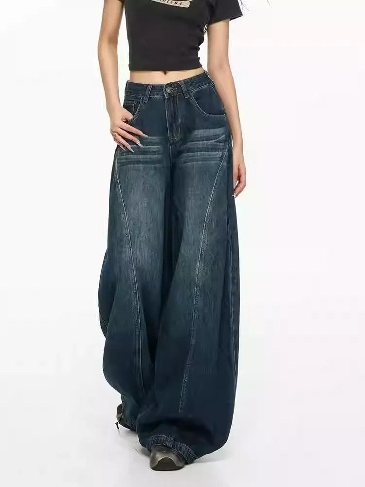 Lazy Structured Faded Wide Leg Jeans-korean-fashion-Jeans-Lazy's Closet-OH Garments