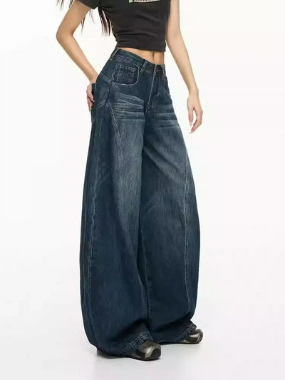 Lazy Structured Faded Wide Leg Jeans-korean-fashion-Jeans-Lazy's Closet-OH Garments