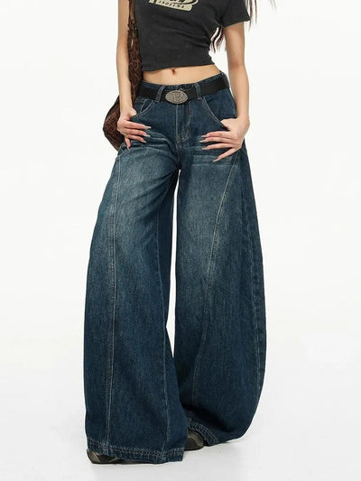 Lazy Structured Faded Wide Leg Jeans-korean-fashion-Jeans-Lazy's Closet-OH Garments
