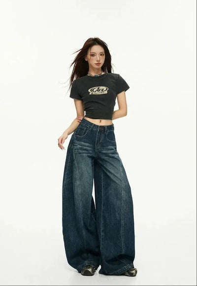 Lazy Structured Faded Wide Leg Jeans-korean-fashion-Jeans-Lazy's Closet-OH Garments