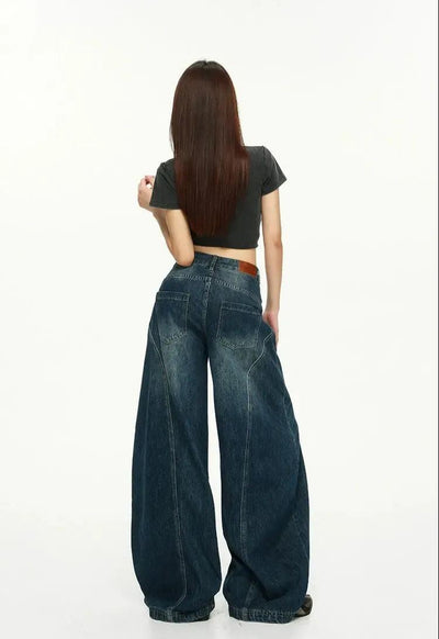 Lazy Structured Faded Wide Leg Jeans-korean-fashion-Jeans-Lazy's Closet-OH Garments
