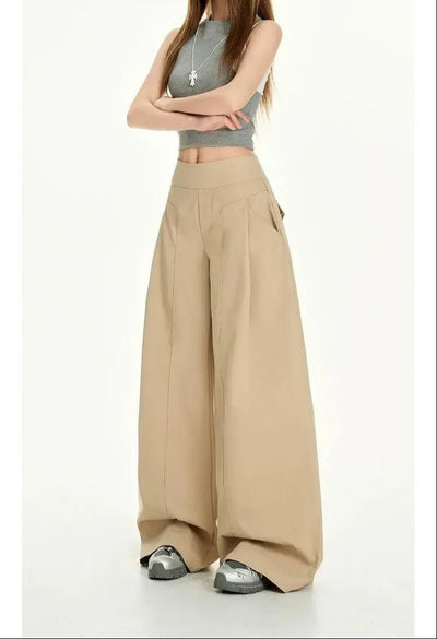 Lazy Structured High-Rise Waist Wide Pants-korean-fashion-Pants-Lazy's Closet-OH Garments