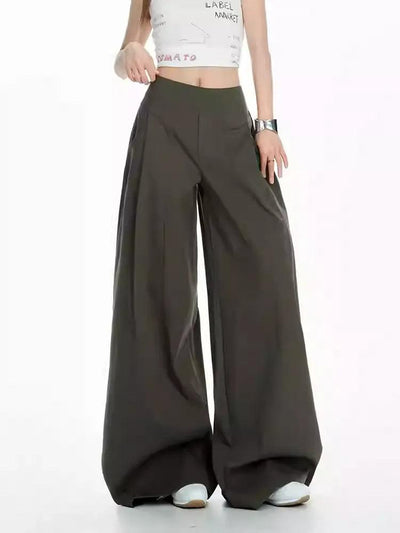Lazy Structured High-Rise Waist Wide Pants-korean-fashion-Pants-Lazy's Closet-OH Garments