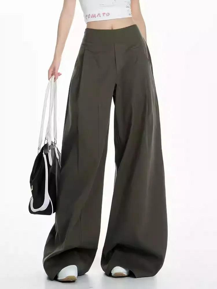 Lazy Structured High-Rise Waist Wide Pants-korean-fashion-Pants-Lazy's Closet-OH Garments