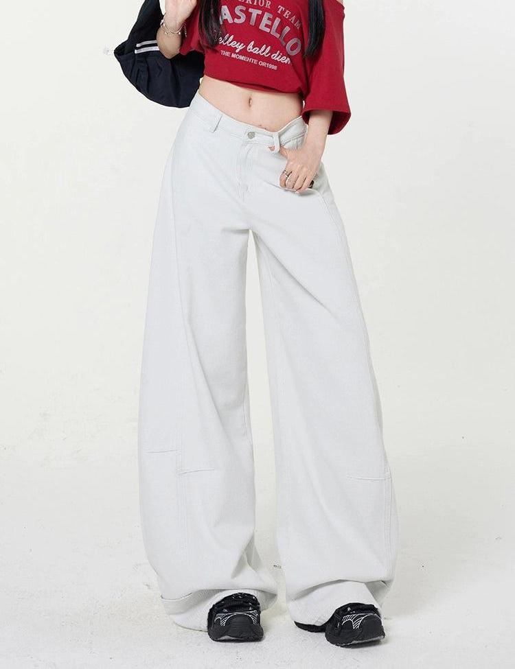 Lazy Structured Wide Leg Jeans-korean-fashion-Jeans-Lazy's Closet-OH Garments