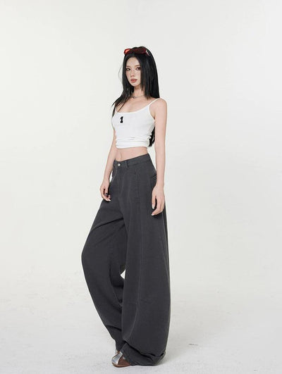Lazy Structured Wide Leg Jeans-korean-fashion-Jeans-Lazy's Closet-OH Garments