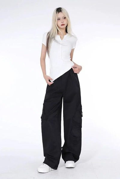 Lazy Tilted Pockets Cargo Pants-korean-fashion-Pants-Lazy's Closet-OH Garments