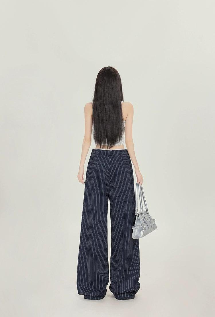Lazy Vertical Stripes Drawstring Pants-korean-fashion-Pants-Lazy's Closet-OH Garments