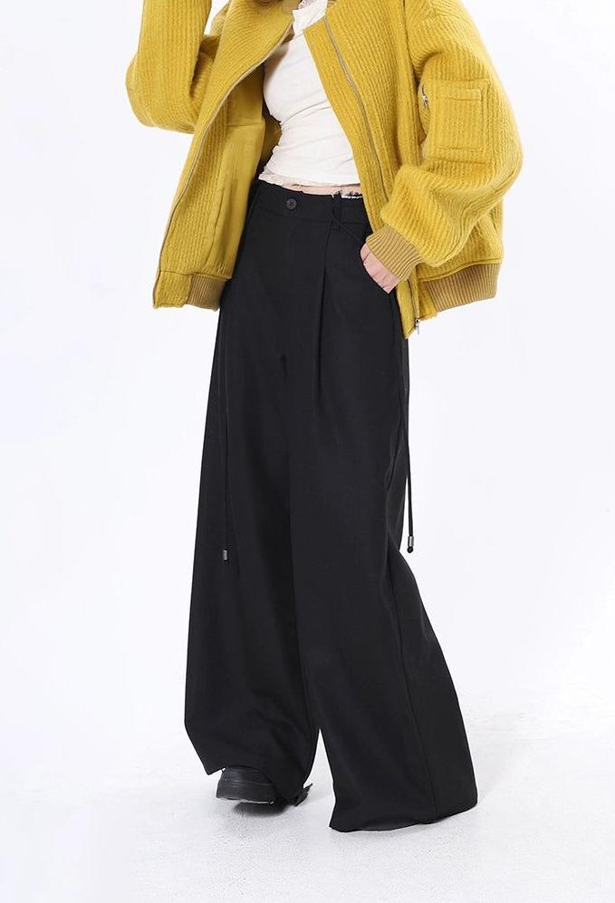 Lazy Waist String Wide Pants-korean-fashion-Pants-Lazy's Closet-OH Garments