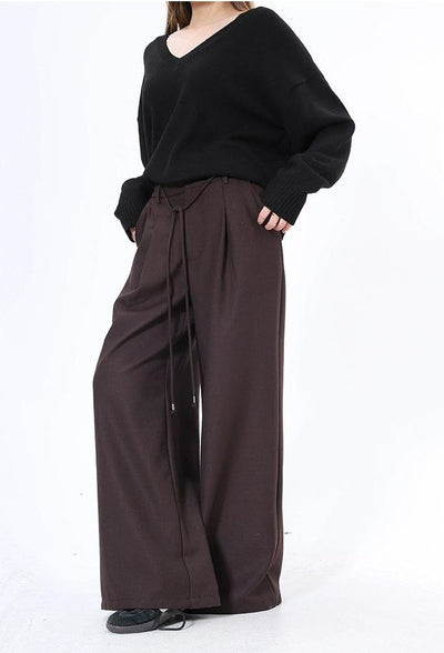 Lazy Waist String Wide Pants-korean-fashion-Pants-Lazy's Closet-OH Garments