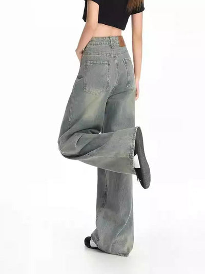 Lazy Washed Cat Whiskers Straight Jeans-korean-fashion-Jeans-Lazy's Closet-OH Garments