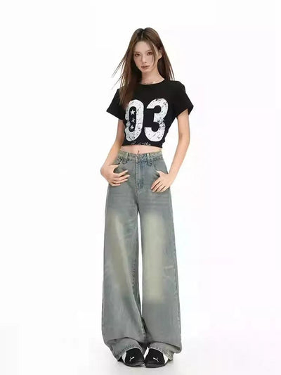 Lazy Washed Cat Whiskers Straight Jeans-korean-fashion-Jeans-Lazy's Closet-OH Garments