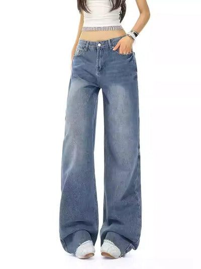 Lazy Washed Faded Raw Edge Jeans-korean-fashion-Jeans-Lazy's Closet-OH Garments