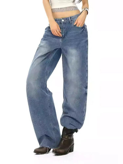 Lazy Washed Faded Raw Edge Jeans-korean-fashion-Jeans-Lazy's Closet-OH Garments