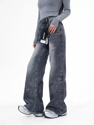 Lazy Washed High Waist Jeans-korean-fashion-Jeans-Lazy's Closet-OH Garments