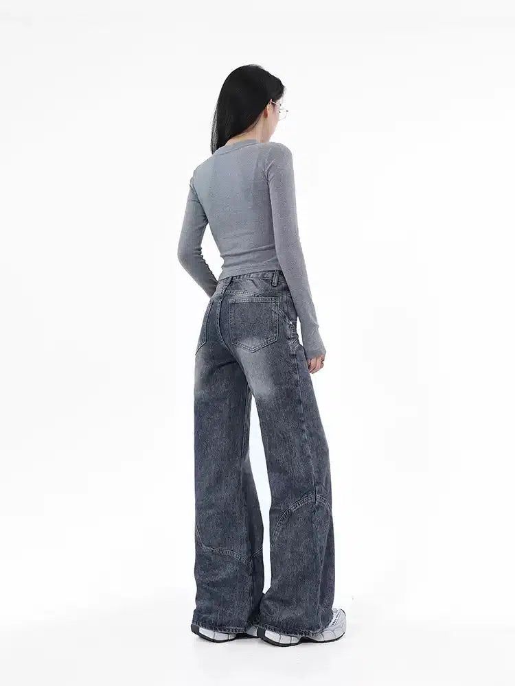 Lazy Washed High Waist Jeans-korean-fashion-Jeans-Lazy's Closet-OH Garments