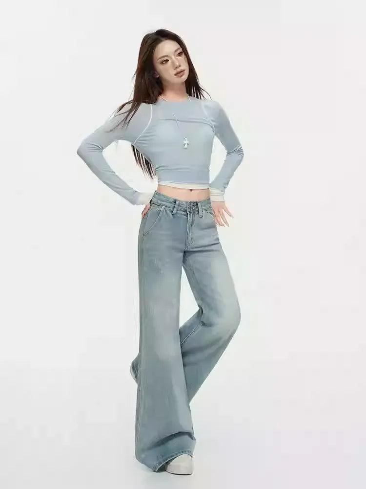 Lazy Washed Slim Fit Stretch Flared Jeans-korean-fashion-Jeans-Lazy's Closet-OH Garments