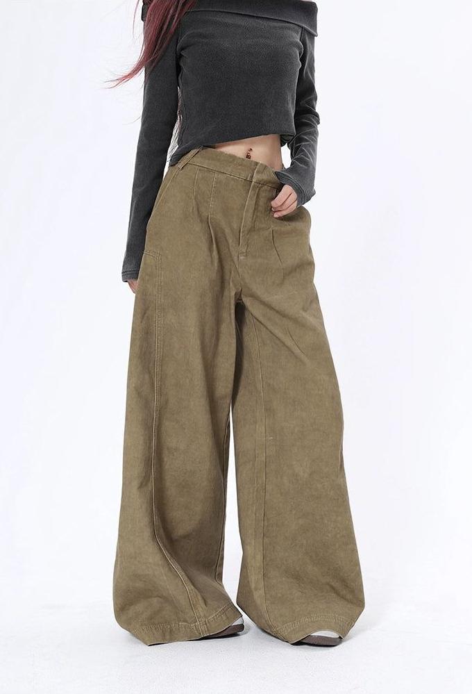 Lazy Washed Suede Leather Pants-korean-fashion-Pants-Lazy's Closet-OH Garments