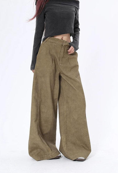 Lazy Washed Suede Leather Pants-korean-fashion-Pants-Lazy's Closet-OH Garments